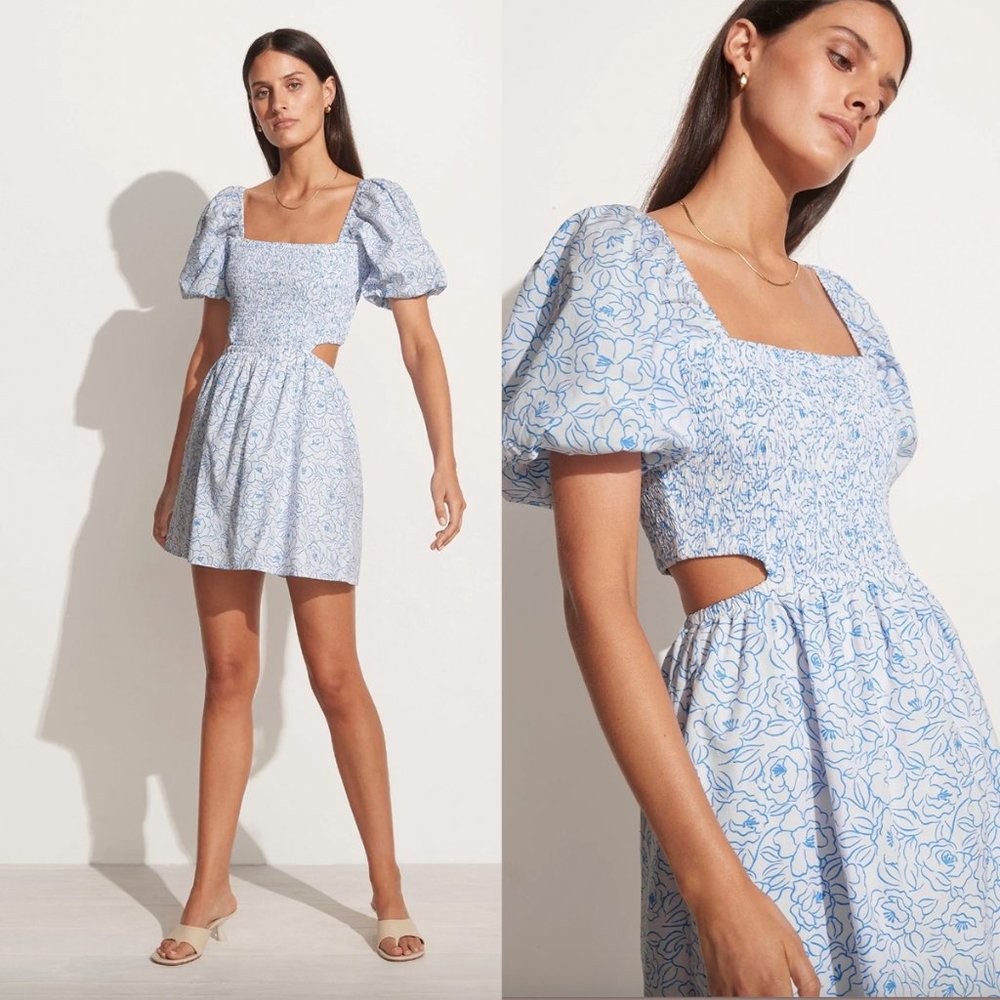 Faithfull the Brand Vendita Mini Dress Martine Floral Print Blue